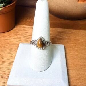 Tiger's Eye Ring - Size 9 - .925 Sterling Silver